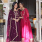 Jyoti Fashion Women's Wine & Pink Faux Georgette Rich Sequins Embroidered Combo Anarkali Set with Dupatta | Swadesiicart