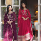 Jyoti Fashion Women's Wine & Pink Faux Georgette Rich Sequins Embroidered Combo Anarkali Set with Dupatta | Swadesiicart