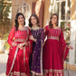 Jyoti Fashion Women's Maroon, Purple & Pink Faux Blooming Sequins Zari Embroidered Anarkali Set with Dupatta | Swadesiicart