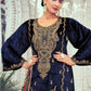 Jyoti Fashion Women's Navy Blue Velvet Cording with Digital Printed Kurta with Trouser & Dupatta | Swadesiicart