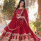 Jyoti Fashion Women's Maroon Faux Blooming Sequins Zari Embroidered Anarkali Set with Dupatta | Swadesiicart
