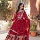 Jyoti Fashion Women's Maroon Faux Blooming Sequins Zari Embroidered Anarkali Set with Dupatta | Swadesiicart