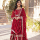 Jyoti Fashion Women's Maroon Faux Blooming Sequins Zari Embroidered Anarkali Set with Dupatta | Swadesiicart