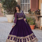 Jyoti Fashion Women's Purple Faux Blooming Sequins Zari Embroidered Anarkali Set with Dupatta | Swadesiicart