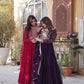 Jyoti Fashion Women's Pink & Wine Faux Georgette Embroidered Pearl Work Combo Anarkali Set with Dupatta | Swadesiicart