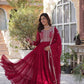 Jyoti Fashion Women's Pink Faux Georgette Embroidered Pearl Work Anarkali Set with Dupatta | Swadesiicart