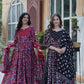 Jyoti Fashion Women's Maroon & Black Cotton Printed Designer Combo Anarkali Set with Dupatta | Swadesiicart
