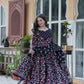 Jyoti Fashion Women's Black Cotton Printed Designer Anarkali Set with Dupatta | Swadesiicart