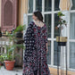 Jyoti Fashion Women's Black Cotton Printed Designer Anarkali Set with Dupatta | Swadesiicart