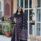 Jyoti Fashion Women's Black Cotton Printed Designer Anarkali Set with Dupatta | Swadesiicart