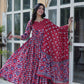 Jyoti Fashion Women's Maroon Cotton Printed Designer Anarkali Set with Dupatta | Swadesiicart