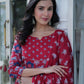 Jyoti Fashion Women's Maroon Cotton Printed Designer Anarkali Set with Dupatta | Swadesiicart