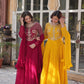 Jyoti Fashion Women's Pink & Yellow Faux Georgette Embroidered Designer Combo Anarkali Set with Dupatta | Swadesiicart