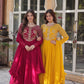 Jyoti Fashion Women's Pink & Yellow Faux Georgette Embroidered Designer Combo Anarkali Set with Dupatta | Swadesiicart