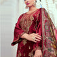 Jyoti Fashion Women's Maroon Velvet Cording with Digital Printed Kurta with Trouser & Dupatta | Swadesiicart