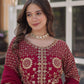 Jyoti Fashion Women's Pink Faux Georgette Embroidered Designer Anarkali Set with Dupatta | Swadesiicart