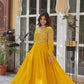 Jyoti Fashion Women's Yellow Faux Georgette Embroidered Designer Anarkali Set with Dupatta | Swadesiicart
