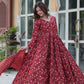 Jyoti Fashion Women's Maroon Cotton Printed Designer Anarkali Set with Dupatta | Swadesiicart
