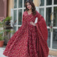Jyoti Fashion Women's Maroon Cotton Printed Designer Anarkali Set with Dupatta | Swadesiicart