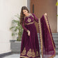 Jyoti Fashion Women's Wine Faux Georgette Zari Thread & Sequins Embroidered Anarkali Set with Dupatta | Swadesiicart