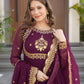 Jyoti Fashion Women's Wine Faux Georgette Zari Thread & Sequins Embroidered Anarkali Set with Dupatta | Swadesiicart
