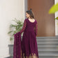 Jyoti Fashion Women's Wine Faux Georgette Zari Thread & Sequins Embroidered Anarkali Set with Dupatta | Swadesiicart