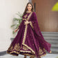 Jyoti Fashion Women's Wine Faux Georgette Zari Thread & Sequins Embroidered Anarkali Set with Dupatta | Swadesiicart