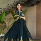 Jyoti Fashion Women's Rama Faux Georgette Zari Thread & Sequins Embroidered Anarkali Set with Dupatta | Swadesiicart