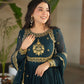 Jyoti Fashion Women's Rama Faux Georgette Zari Thread & Sequins Embroidered Anarkali Set with Dupatta | Swadesiicart