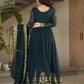 Jyoti Fashion Women's Rama Faux Georgette Zari Thread & Sequins Embroidered Anarkali Set with Dupatta | Swadesiicart