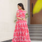 Jyoti Fashion Women's Pink Faux Georgette Floral Printed Designer Long Anarkali | Swadesiicart