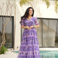Jyoti Fashion Women's Purple Faux Georgette Floral Printed Designer Long Anarkali | Swadesiicart
