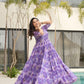 Jyoti Fashion Women's Purple Faux Georgette Floral Printed Designer Long Anarkali | Swadesiicart