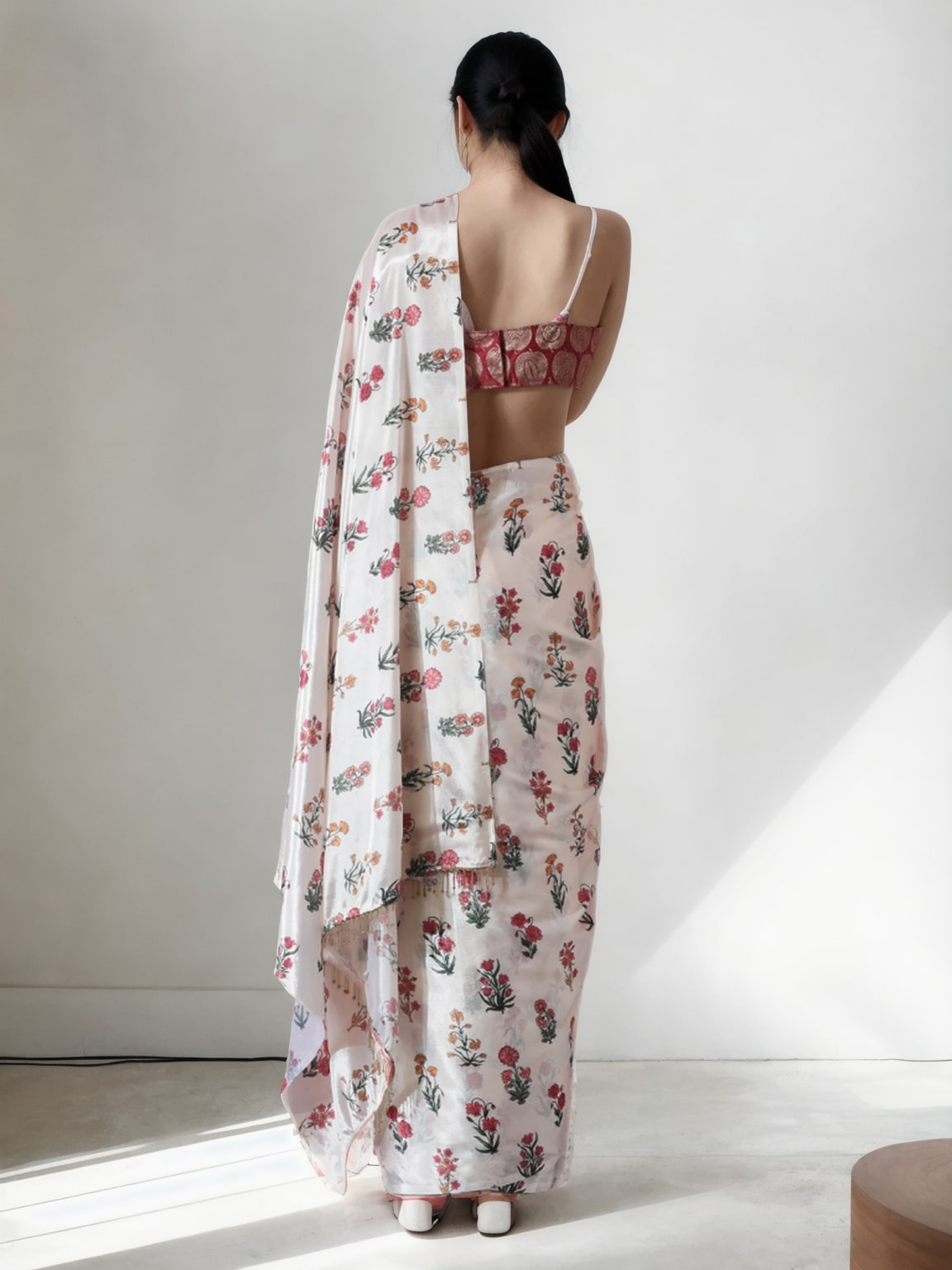 Jyoti Fashion Women's Multicolor Chinon Digital Printed Ready To Wear Saree with Blouse | Swadesiicart