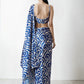 Jyoti Fashion Women's Blue Chinon Digital Printed Ready To Wear Saree with Blouse | Swadesiicart