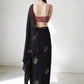 Jyoti Fashion Women's Black Marble Chiffon Printed Ready To Wear Saree with Blouse | Swadesiicart