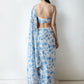 Jyoti Fashion Women's Sky Blue Chinon Digital Printed Ready To Wear Saree with Blouse | Swadesiicart