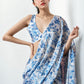 Jyoti Fashion Women's Blue Chinon Digital Printed Ready To Wear Saree with Blouse | Swadesiicart