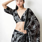 Jyoti Fashion Women's Black Chinon Digital Printed Ready To Wear Saree with Blouse | Swadesiicart