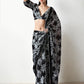 Jyoti Fashion Women's Black Chinon Digital Printed Ready To Wear Saree with Blouse | Swadesiicart