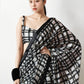 Jyoti Fashion Women's Black Chinon Digital Printed Ready To Wear Saree with Blouse | Swadesiicart