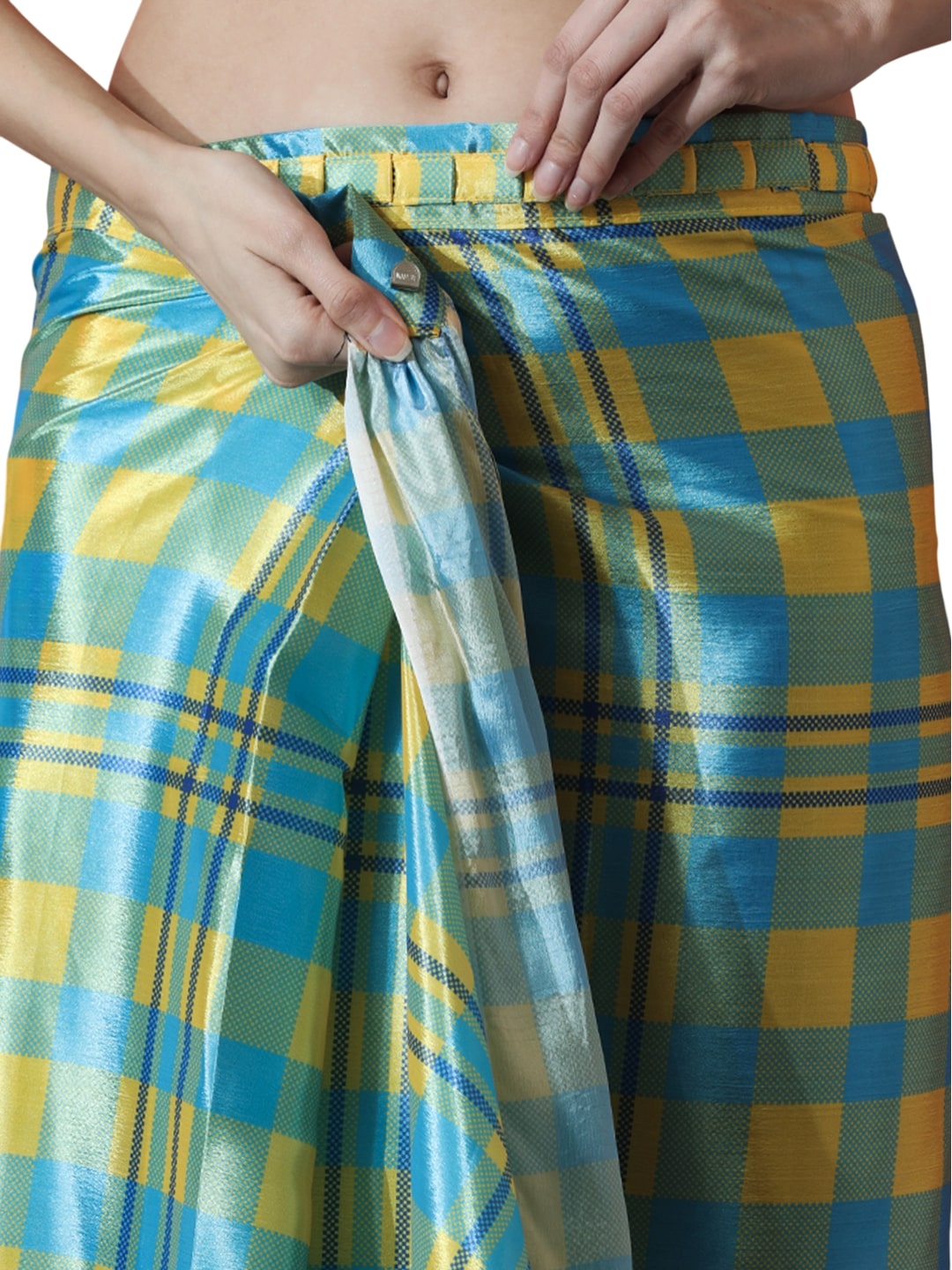 Jyoti Fashion Women's Sky Blue Chinon Digital Printed Ready To Wear Saree with Blouse | Swadesiicart