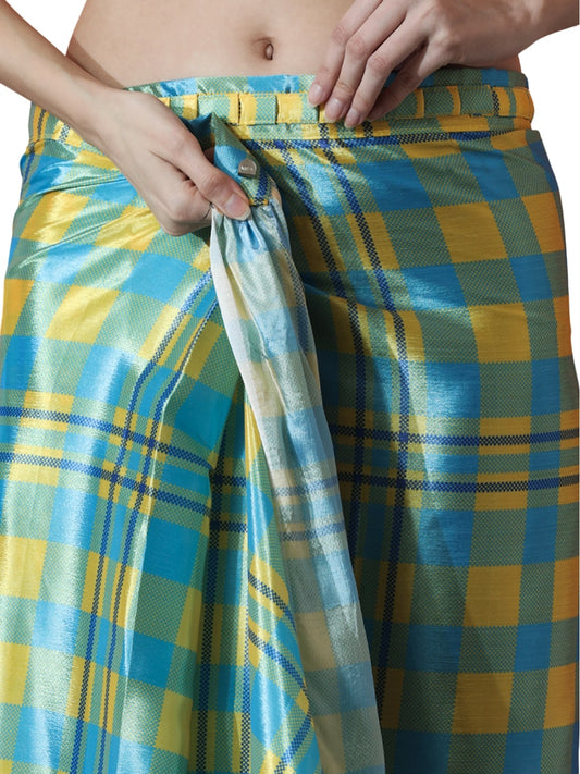 Jyoti Fashion Women's Sky Blue Chinon Digital Printed Ready To Wear Saree with Blouse | Swadesiicart