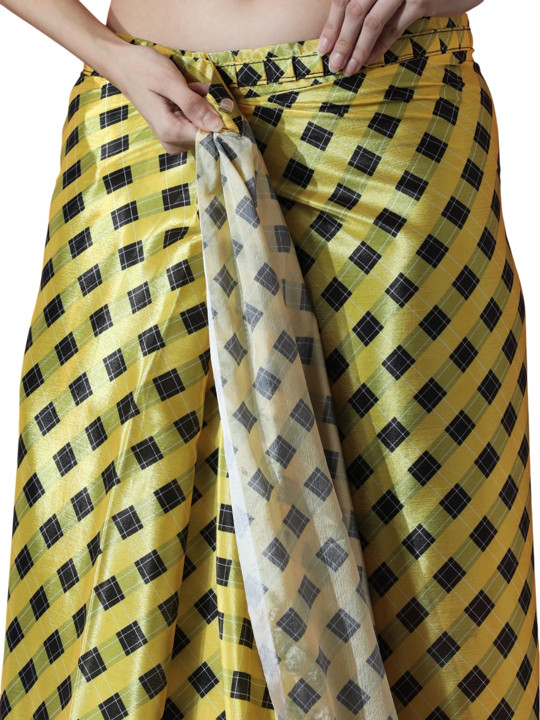 Jyoti Fashion Women's Mehendi Chinon Digital Printed Ready To Wear Saree with Blouse | Swadesiicart