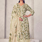 Jyoti Fashion Women's Cream Pure Pashmina Digital Print with Jacquard Woven Kurta with Trouser & Dupatta | Swadesiicart