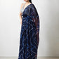 Jyoti Fashion Women's Dark Blue Marble Chiffon Printed Ready To Wear Saree with Blouse | Swadesiicart