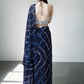 Jyoti Fashion Women's Dark Blue Marble Chiffon Printed Ready To Wear Saree with Blouse | Swadesiicart