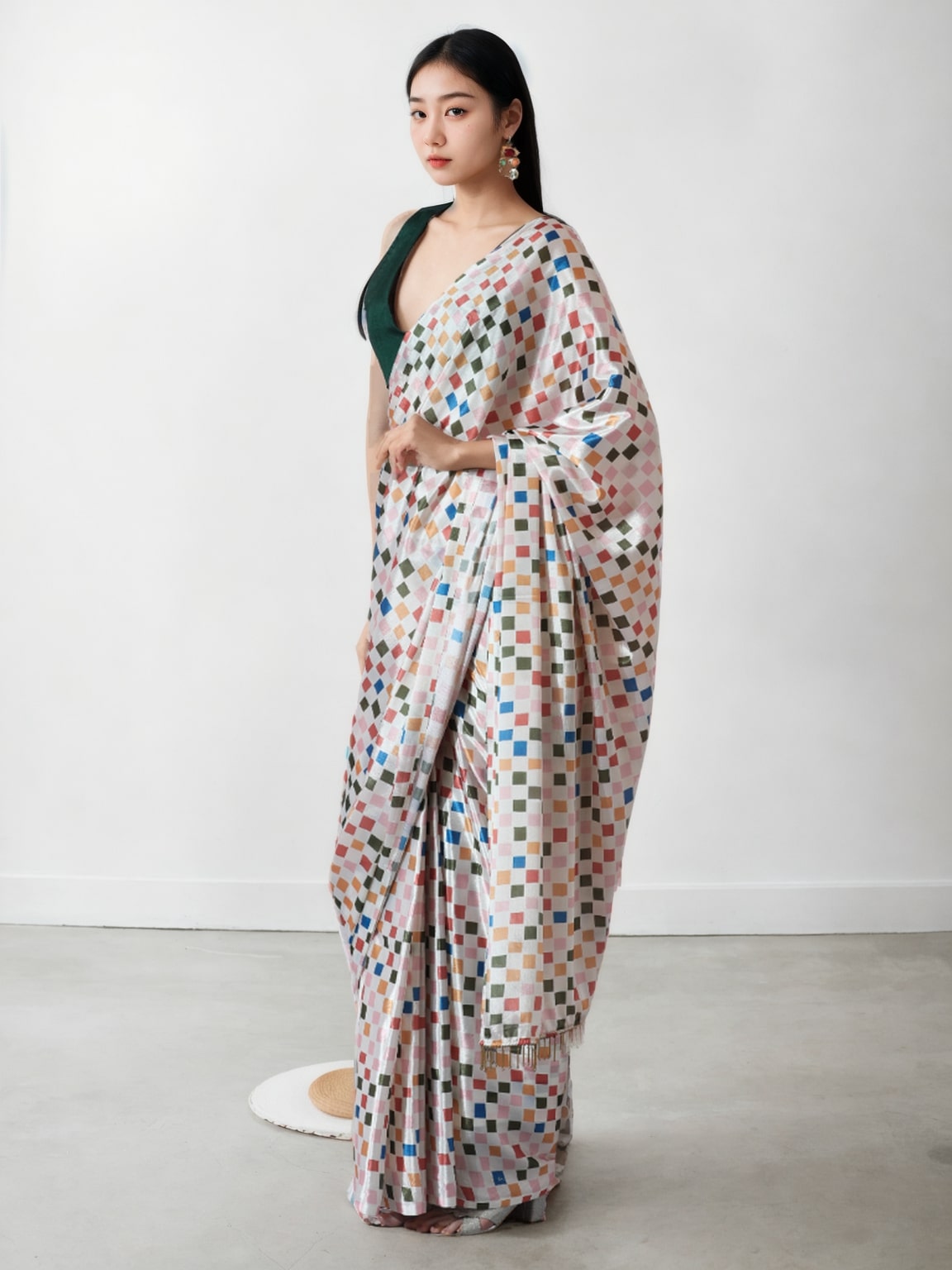 Jyoti Fashion Women's Multicolor Chinon Digital Printed Ready To Wear Saree with Blouse | Swadesiicart