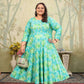Jyoti Fashion Women's Sky Blue Rayon Floral Print with Sequins Designer Anarkali Set | Swadesiicart