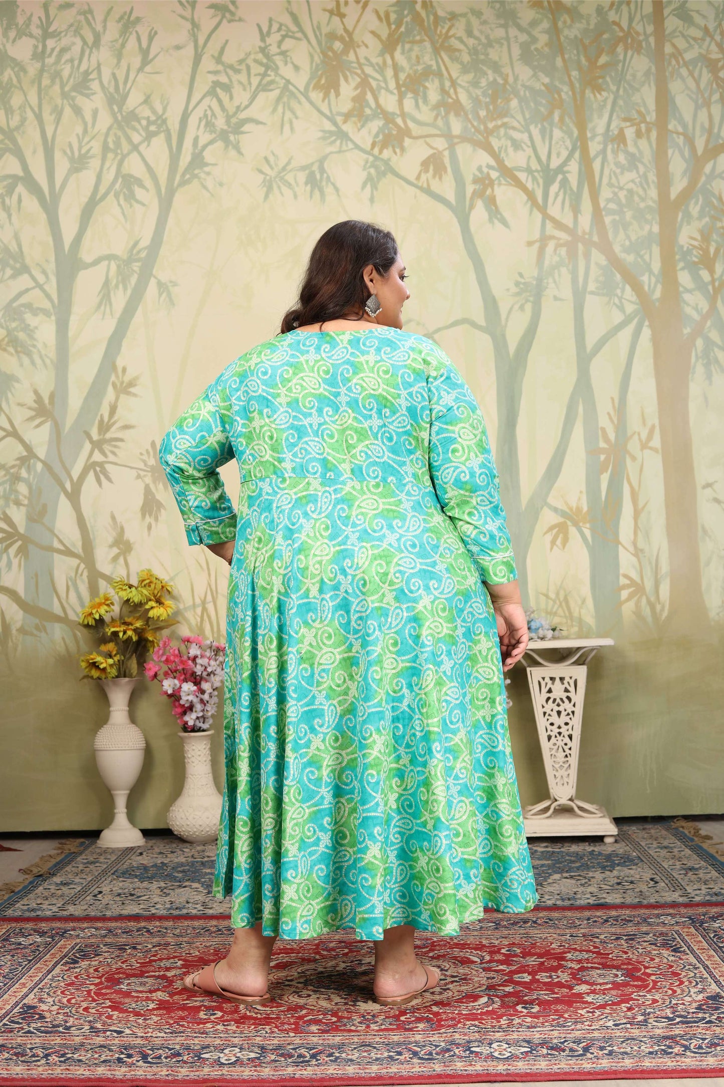 Jyoti Fashion Women's Sky Blue Rayon Floral Print with Sequins Designer Anarkali Set | Swadesiicart